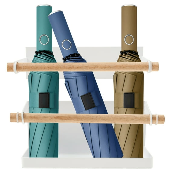 Grusce Wall Mounted Umbrella Stand Kit, Multipurpose Umbrella Organizer Rack, Easy to Install Wrought Iron Rack