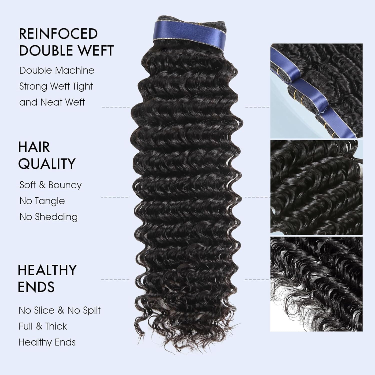 Deep Wave Human Hair Bundles 24 26 28 Inch Curly Bundles Human Hair Extensions 16A 100% Unprocessed Brazilian Raw Deep Curly Hair Weave Sew in Bundle Wet and Wavy Water Wave 3 Bundle Natural Black