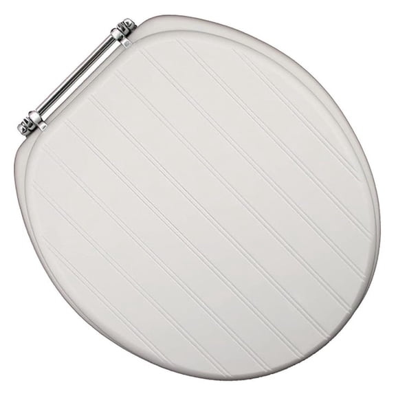 Seats C3B4R400CH Deluxe Molded Wood Toilet Seat with Hinges, Round, White Bead Board