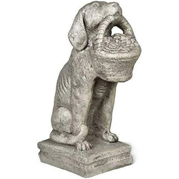 Solid Rock Stoneworks Jr Dog with Basket - 19" Tall x 12" w x 7" d - Pre-Aged