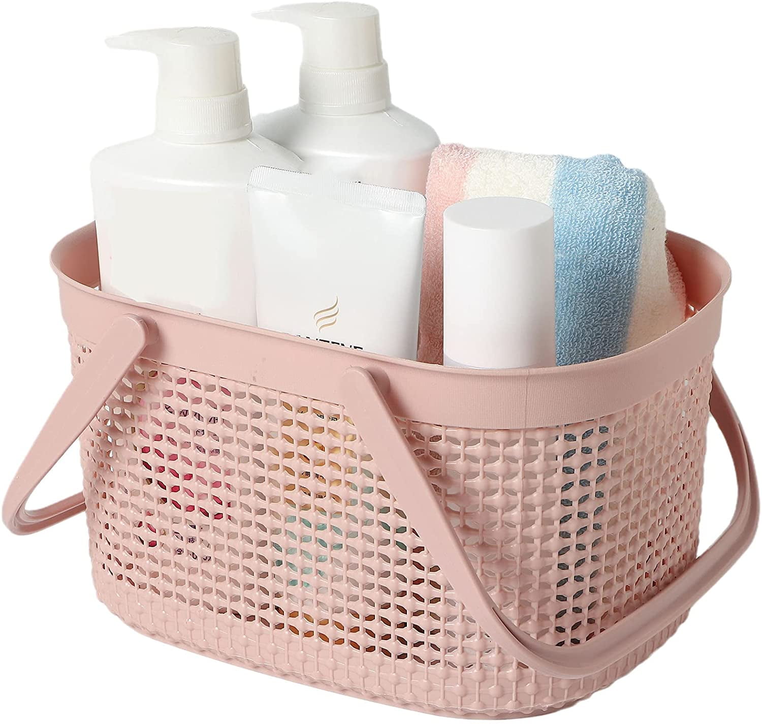 Haundry Plastic Shower Caddy Basket with 3 Compartments, Portable Divided  Cleaning Supply Storage Organizer with Handle (Pink)