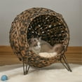 thumbnail image 6 of 20.5" Rattan Cat Bed, Claw-Proof Rattan Wicker Cat Furniture, Elevated Hand-Woven Kitten House Condo with Cushion,  Easy to Clean Elevated Ball Cat Bed with Washable, for Indoor, Brown, 6 of 8