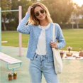 thumbnail image 5 of Dwellite Womens Cardigan Cropped Button Up Sweater Loose Fit Long Sleeve Polka Dot Comfy Crew Neck Fall Winter Knit Cardigan Jackets 2026 Sky Blue M, 5 of 7