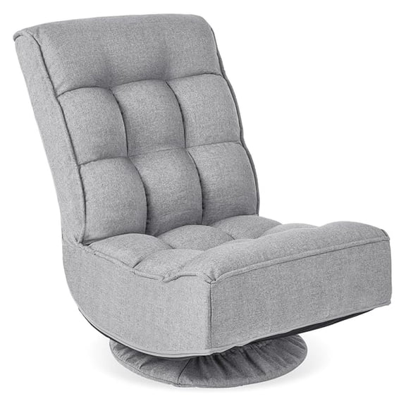 Yunken Reclining Floor Gaming Chair, 360-Degree Swivel with 4 Adjustable Positions & Tufted Cushions - Gray
