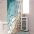 thumbnail image 3 of Teal Blue Shower Curtain, Teal Blue Brown Ombre Aqua Beach Waves Ocean Modern Bathroom Curtain Home Decor Waterproof Fabric Machine Washable with 6PCS Hooks,36" Wx72 L, 3 of 6