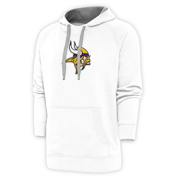 Men's Antigua White Minnesota Vikings Victory Chenille Pullover Hoodie
