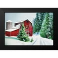 thumbnail image 2 of Dogwood Portfolio 18x13 Black Modern Framed Museum Art Print Titled - Winter Pines Red Barn, 2 of 5