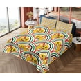 thumbnail image 4 of Ambesonne Emoji Fitted & Top Sheet Set with Shams, Circles and Winking Faces, Earth Yellow Multicolor, 4 of 5