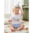 thumbnail image 6 of BemeyourBBs Infant Baby Boys Birthday Outfits 1st Years Old Birthday Clothes Letter Animals Print Short Sleeve T-Shirts Elastic Waist Plaid Shorts Set 2Pcs Spring Summer Clothes, 6 of 9