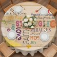 thumbnail image 2 of Love Text Round Tablecloth 54 inches Vintage Warm Embraces Positive Energy Love Wood Grain Waterproof Oil-Proof Table Cloth Round Table Cover for Holiday Party Picnic Dinner Decor Indoor Outdoor Use, 2 of 9