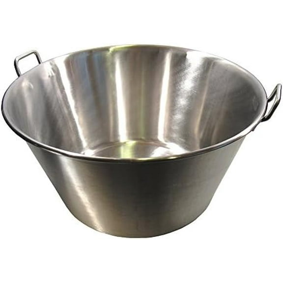 XL 25" Stainless Steel Wok, Heavy Duty, Silver, 5 Quarts, Dishwasher Safe, Perfect for Carnitas, Birria, Tamales, Barbacoa, BBQ, Fried Fish$$Garden & Patio
