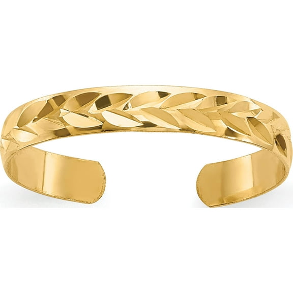 14K Yellow Gold Diamond-Cut Toe Ring Made In United States c2095