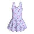 thumbnail image 4 of Uourmeti Cartoon Axolotl & Star Print Skirted One-Piece Swimsuit for Girls - Quick Dry, Stretchy Swim Dress for Beach & Pool Vacation, 4 of 8