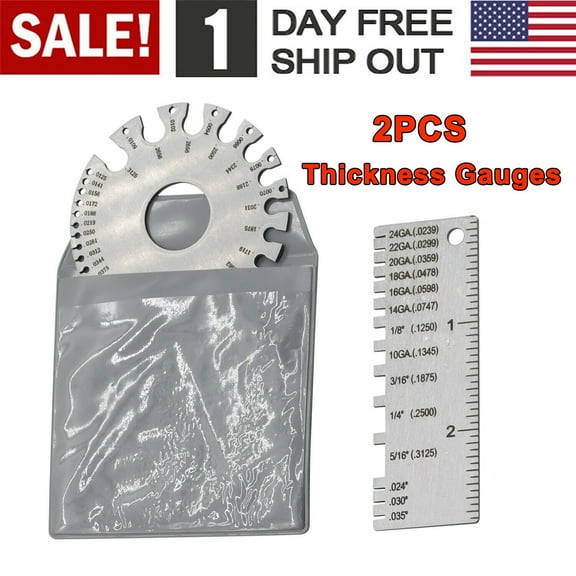 2PCS Sheet Metal Gauge Thickness Gage Wire Gauge Measuring Tool Stainless Steel