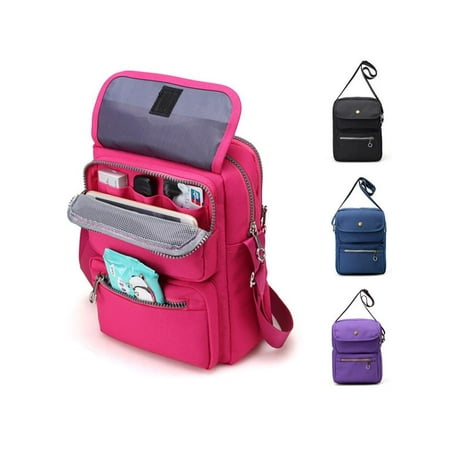 French Purse Rose - Women Men Nylon Travel Crossbody Shoulder Bag Passport Handbag Satchel Purse