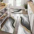 thumbnail image 2 of Gray White Marble Gold Wave Pattern Kitchen Rugs Sets Of 3,Kitchen Runner Rugs Non Skid Washable,Decorative Kitchen Floor Mats for Kitchen,Sink,Laundry,17"x30"+ 17"x47" + 17"x59", 2 of 6