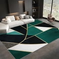 thumbnail image 3 of Living Room Area Rugs, Abstract Geometric Shape Blocks Printed Design Carpet, Emerald Green Washable Rectangle Rug, Soft Short Pile Carpet For Bedroom Dining Room Non-Slip Rug, 3 of 7