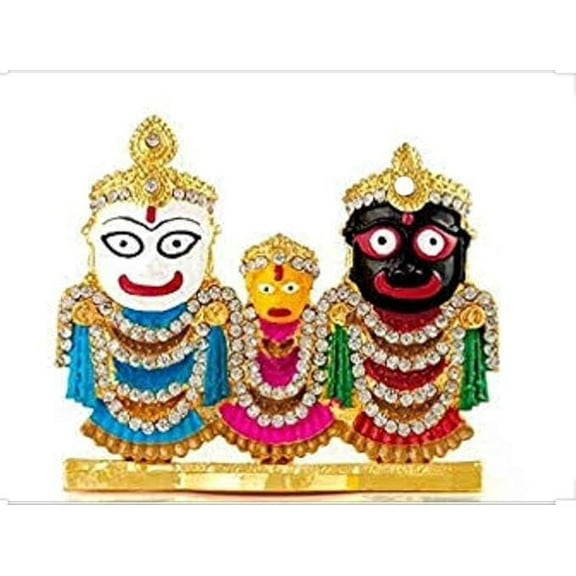 Massive Mart Bhagwaan Jagannath Idol in Brass Material | Multicolored | Ideal for Car dashboards | Home Decor | Home/Office Temple puja | Festival pujan | Gift Item