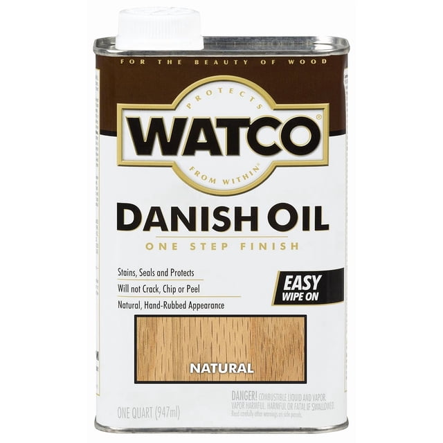 Aceite danés Watco con acabado de madera, cuarto de galón, natural