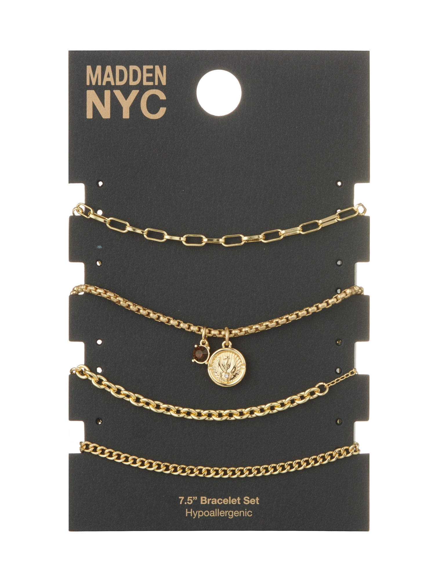 Madden NYC Women's Fashion Gold-Tone Coin Charm Bracelet 4-Piece Set