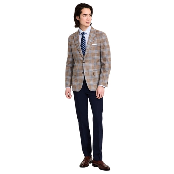 Tommy Hilfiger Mens Modern fit Sport Coat Blazer 38 R Tan Blue Plaid