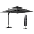 thumbnail image 1 of Outsunny Parasol Déporté de Patio 10 Pieds x 10 Pieds, Parasol Carré à Double Toit avec Rotation à 360°, 5 Angles d'Inclinaison Réglables, Housse de Parasol, Mât et Baleines en Aluminium, Gris Anthracite, 1 of 9