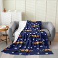 thumbnail image 1 of Erosebridal Teens Steam Engine Flannel Blanket, Cartoon Railway Train Sherpa Throw, Transportation Decor, 1 of 7