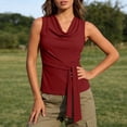 thumbnail image 6 of Uootdi Women's Tops Cowl Neck Sleeveless Tie Waist Tops Office Elegant Style Lightweight Breathable Relaxed-Fit Blouses Gift, 6 of 9
