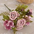 thumbnail image 5 of Soft Peach Pink and Magenta Red Vintage Artificial Peonies Silk Flowers and Hydrangeas for Wedding Bridal Home Decor – Beautiful Floral Centerpiece Bouquet, 5 of 5