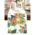 thumbnail image 6 of Burlap Table Runner 60 Inches Long, Summer Cute Tiger Tropical Plant Non-Slip Kitchen Table Runners for Dining Room Everyday Use Party Table Decorations Pink Flowers Leaves, 6 of 9