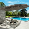 thumbnail image 5 of Costway 15Ft Patio Double-Sided LED Market Umbrella Crank Solar Powered Tan, 5 of 11