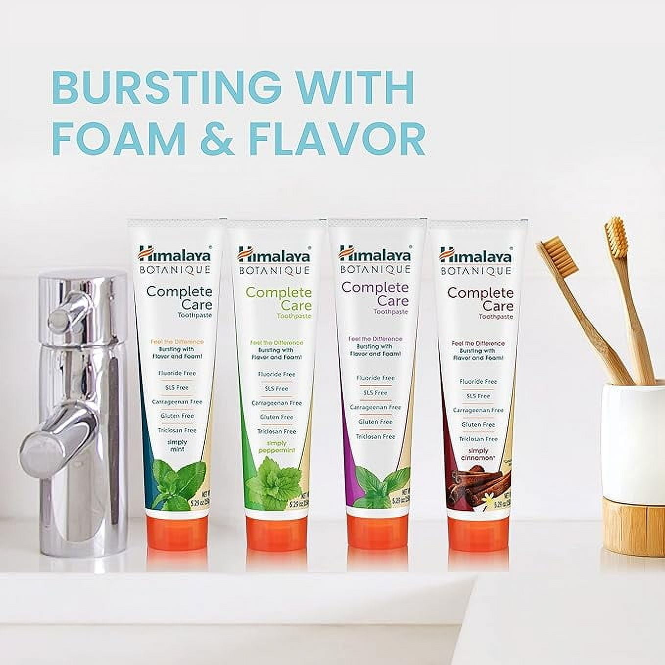 Himalaya Botanique Complete Care Toothpaste with Xylitol and Neem, Variety Pack, 5.29 oz, 4 Pack