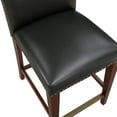 thumbnail image 6 of Blaire Stationary Brown Faux Leather Counter Stool with Antique Brass Nailheads - Elegant Kitchen & Bar Seating, 24.5" Seat Height, Espresso Wood Base, Vietnam Made, 6 of 7