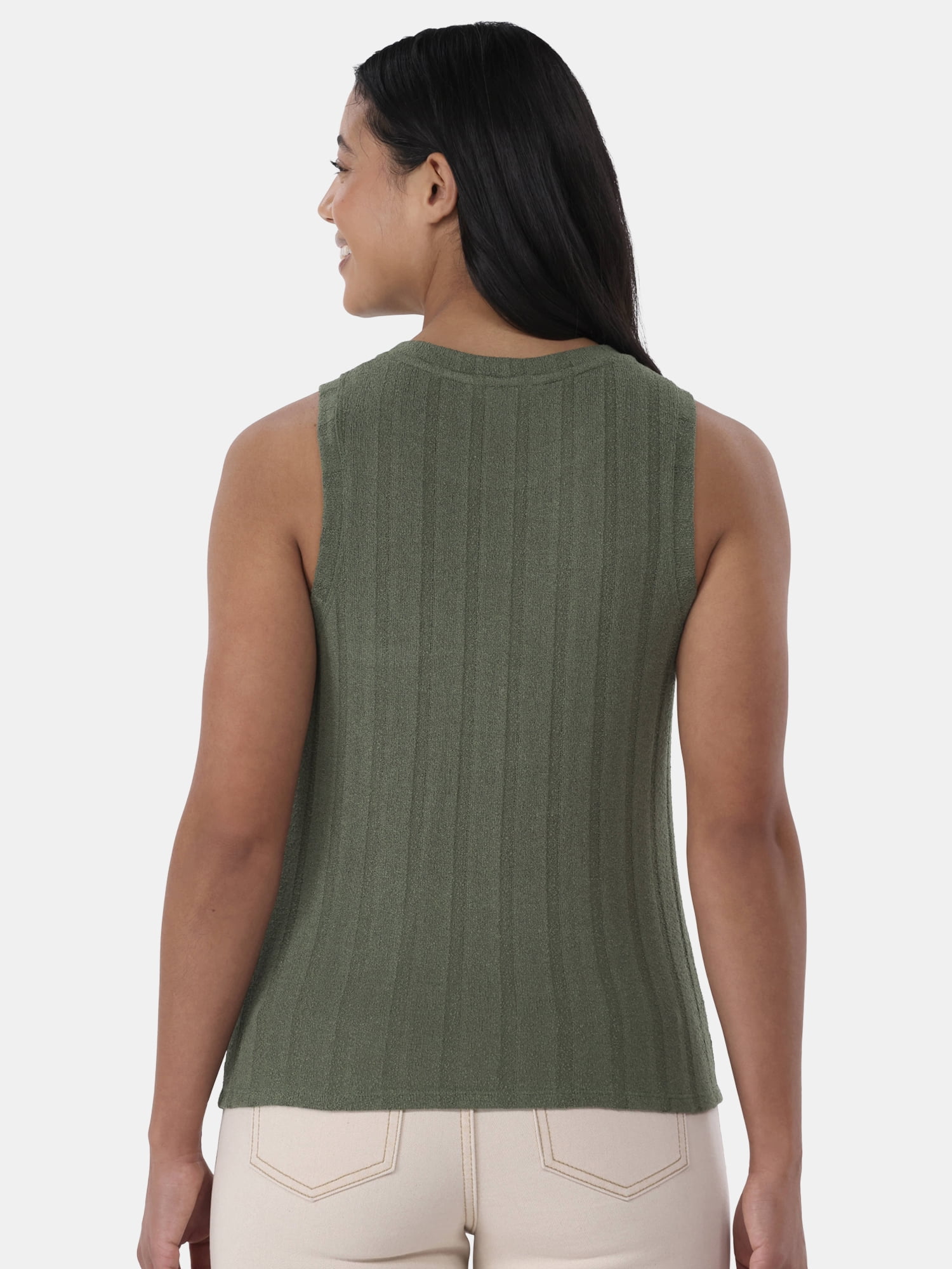 Time and Tru Women's Sweater Knit Twist Front Tank Top, Lightweight, Sizes XS-XXXL