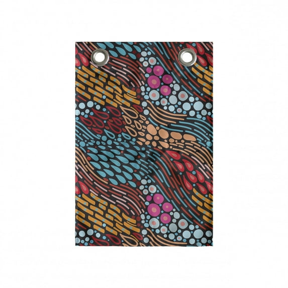 Abstract Hanging Pocket Organizer, Wavy Pattern of Diagonal Ornaments Stripes Raindrops and Circles, Printed Polyester Storage Bag with Pockets, 14" x 20", Charcoal Grey Multicolor