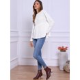 thumbnail image 4 of DARING DIVA Women's Waffle Knit Top Long Sleeve Babydoll Peplum Blouses XL White, 4 of 6