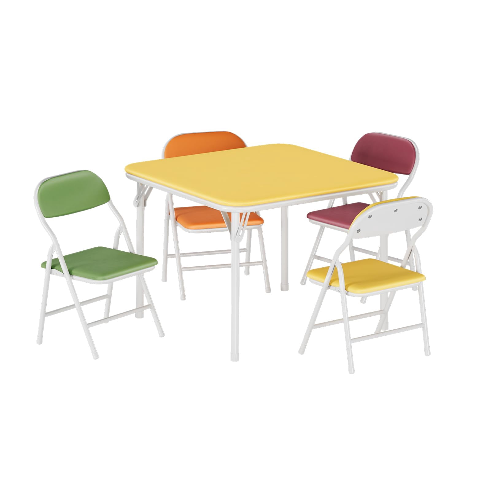 Kids Folding Table and Chairs Set for Daycare and Classrooms, Children's Activity Table and Chairs Set, 3-Piece/5-Piece