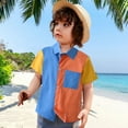 thumbnail image 6 of WOYY Toddler Boy Short Sleeve Button-Down Shirt Summer Casual Color Block Shirt, Sizes 1-6, 6 of 8