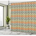 thumbnail image 4 of Ambesonne Boho Art Shower Curtain, Modern Themed Zigzag Look, 69"Wx70"L, Eggplant Green and Orange, 4 of 4