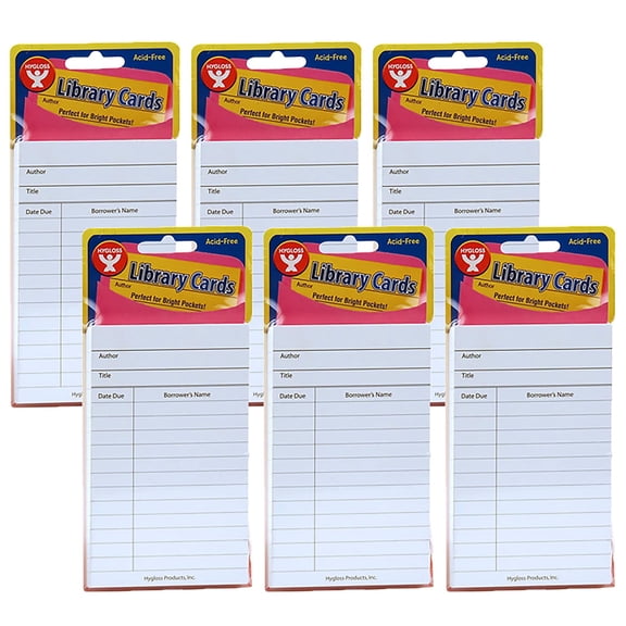 Hygloss Bright Library Cards, White, 50 Per Pack, 6 Packs