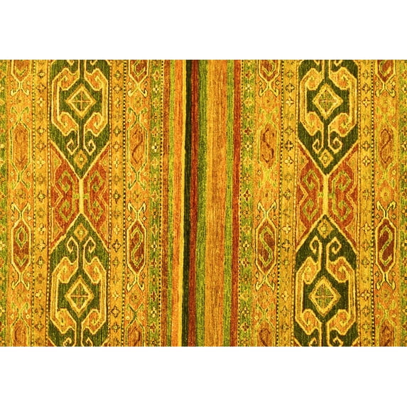 Ahgly Company Indoor Rectangle Abstract Yellow Modern Area Rugs, 7' x 10'