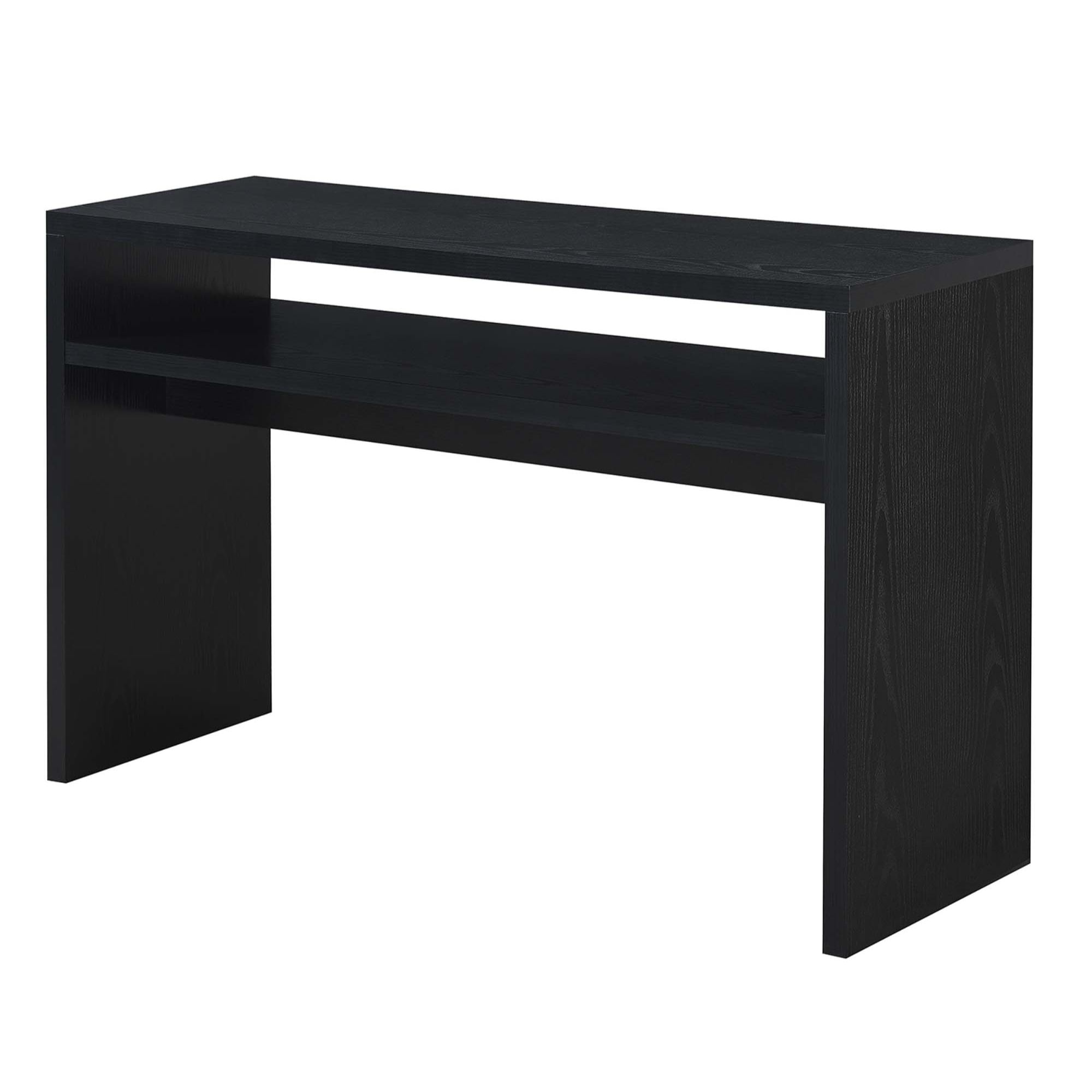 Northfield Deluxe 48" Black Wood and Glass Console Table with Storage