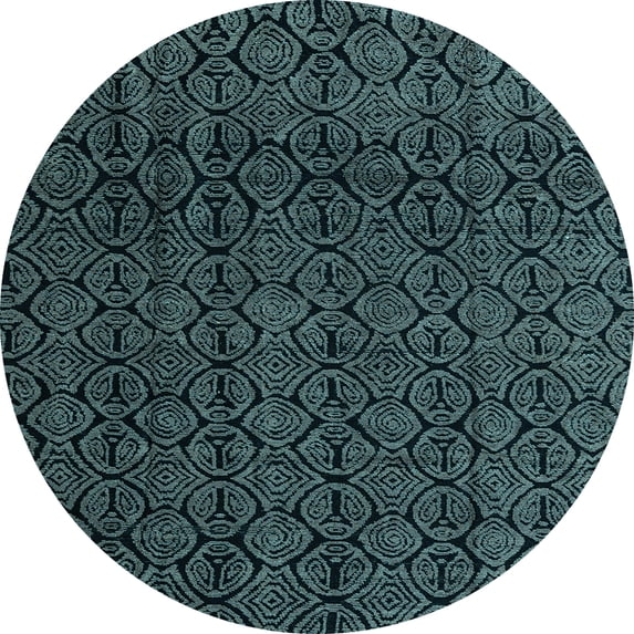 Ahgly Company Indoor Round Oriental Light Blue Modern Area Rugs, 3' Round