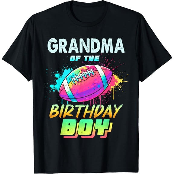 Grandma of The Birthday Football Matching Colorful T-Shirt
