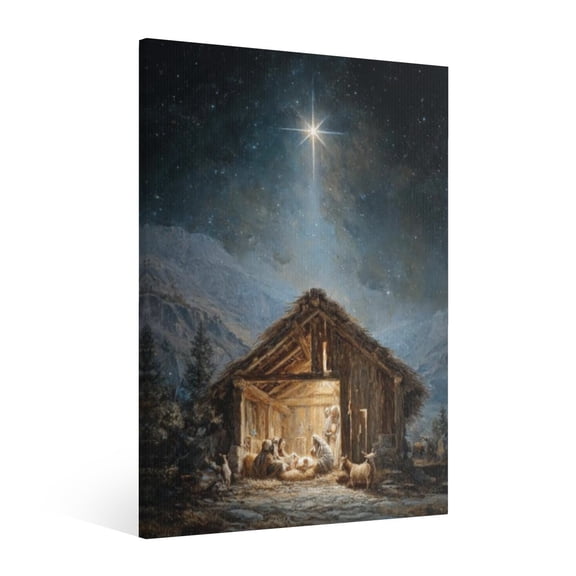 Vintage Jesus Nativity Scene Canvas Wall Art Paint , Christian Jesus Wall Art Decor,Christmas Wall Religious Artwork for Prayer Church Home Living Room,Bedroom Wall Decor Framed