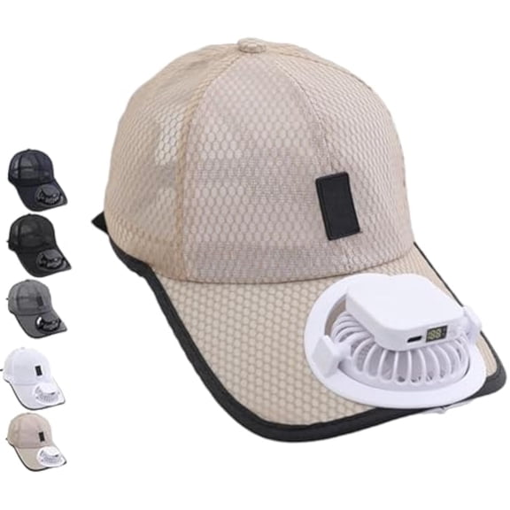 Solar Rechargeable Peaked Cap, Solar-Powered Baseball Cap with Built-in Fan, Breathable Sports Cap with Solar Fan