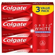 Colgate Optic White Advanced Sparkling White Toothpaste with 2% Hydrogen Peroxide, Mint, 3 Pack, 3.2 OZ