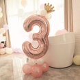 thumbnail image 2 of Large Standing Number Balloon Set | Rose Gold Metallic Number 3 110cm, 2 of 2