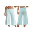 thumbnail image 2 of Argulvti Women's Capri Pants Fold Over Waistband Low Rise Solid Color Wide Leg Cropped Lounge Trousers, 2 of 9
