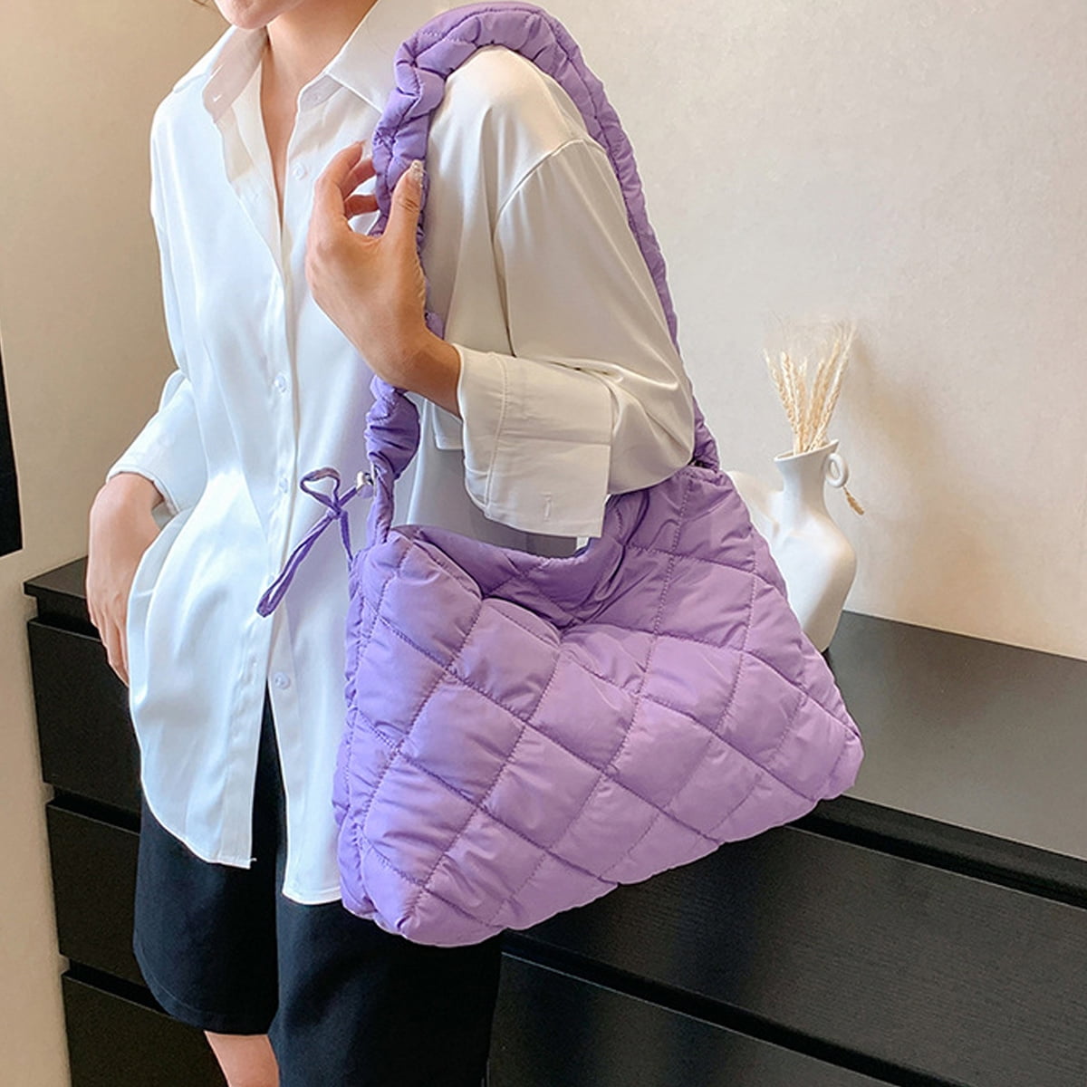 Puffer Tote Bag for Women Puffer Bag Lightweight Padding Puffer Tote Bag for Women Puffer Bag Lightweight Padding